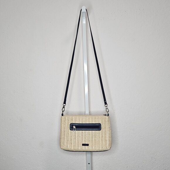 SAKROOTS Lumi Convertible Turtle Crossbody Shoulder Bag Woven Straw - Picture 4 of 6